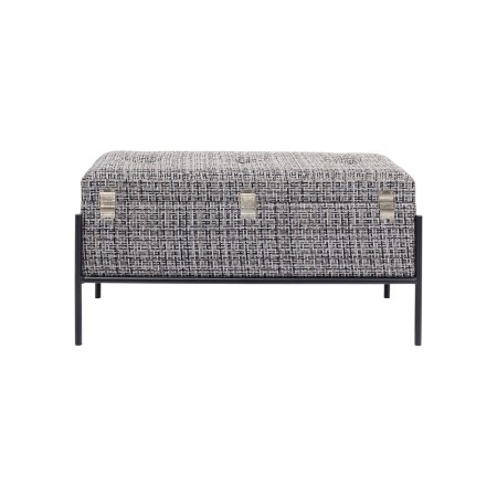 Bancheta cu depozitare Buttons, metal, poliester, alb/negru, L.80 cm, 85300
