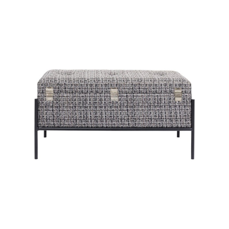 Bancheta cu depozitare Buttons, metal, poliester, alb/negru, L.80 cm, 85300