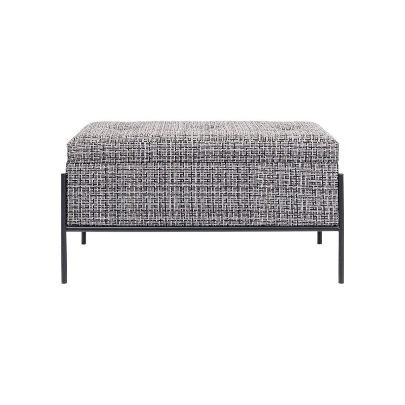 Bancheta cu depozitare Buttons, metal, poliester, alb/negru, L.80 cm, 85300