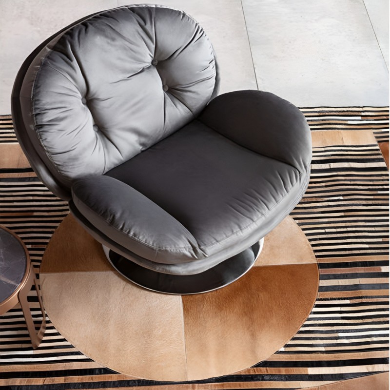 Fotoliu rotativ Cosy, metal, poliester, gri, H.84 cm, 85527