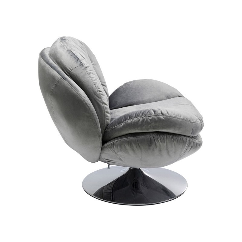 Fotoliu rotativ Cosy, metal, poliester, gri, H.84 cm, 85527