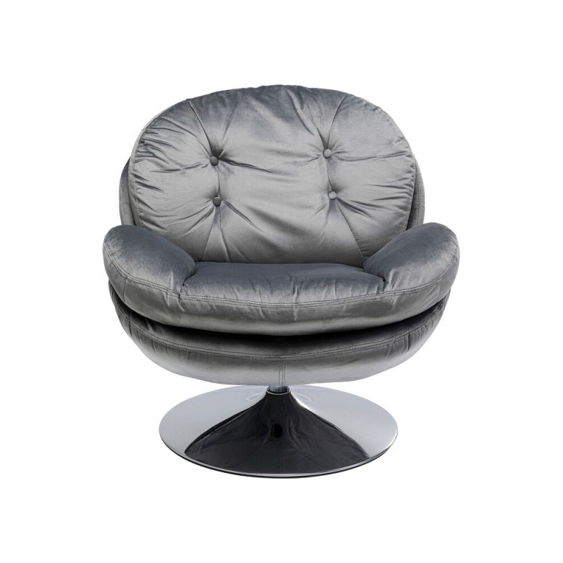 Fotoliu rotativ Cosy, metal, poliester, gri, H.84 cm, 85527
