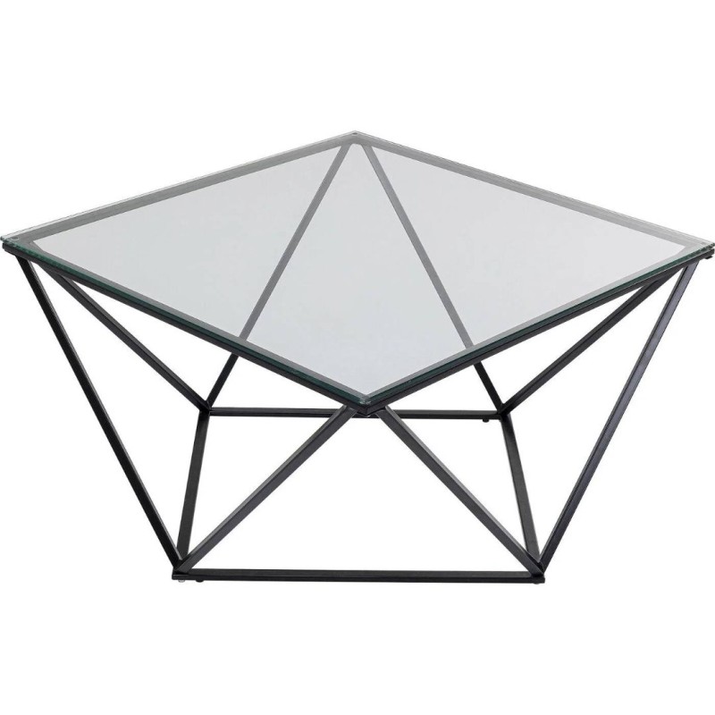 Masuta de cafea Cristallo, metal, sticla securizata, negru/transparent, D.80 cm, 85604