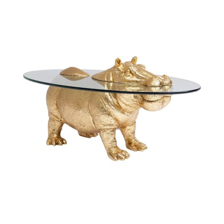 Masuta de cafea Hippo, polirasina, sticla securizata, auriu/transparent, L.80 cm, 86187