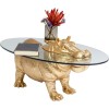 Masuta de cafea Hippo, polirasina, sticla securizata, auriu/transparent, L.80 cm, 86187
