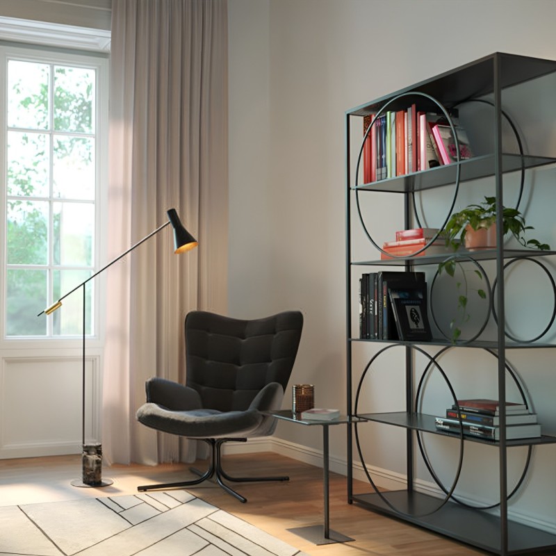 Fotoliu rotativ Oscar, metal, poliester, negru, H.95 cm, 86363