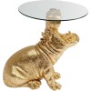 Masuta laterala Hippo, polirasina, sticla securizata, auriu/transparent, D.48 cm, 86710