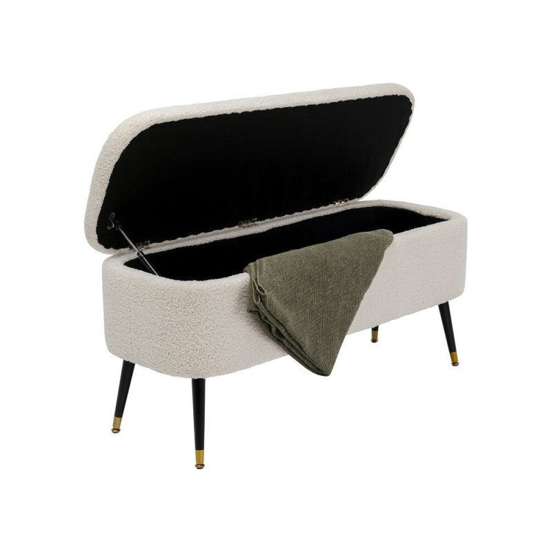 Bancheta cu depozitare Rico, metal, poliester, alb, L.109 cm, 86925
