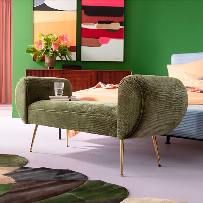 Bancheta Trono, metal, poliester, verde, L.140 cm, 87105