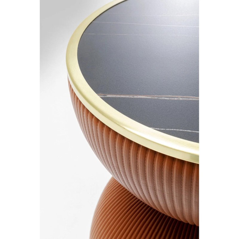 Masuta laterala Vegas, metal, MDF, ceramica, potocaliu/negru, D.47 cm, 87131