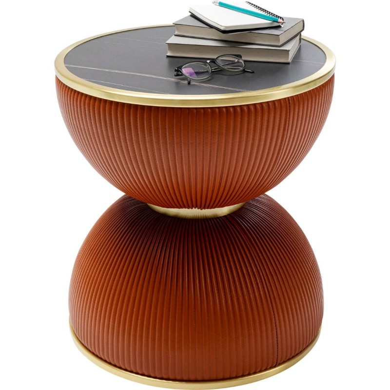 Masuta laterala Vegas, metal, MDF, ceramica, potocaliu/negru, D.47 cm, 87131