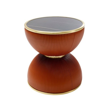 Masuta laterala Vegas, metal, MDF, ceramica, potocaliu/negru, D.47 cm, 87131