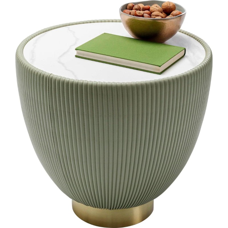 Masuta laterala Vegas, metal, MDF, ceramica, verde/alb, D.47 cm, 87132