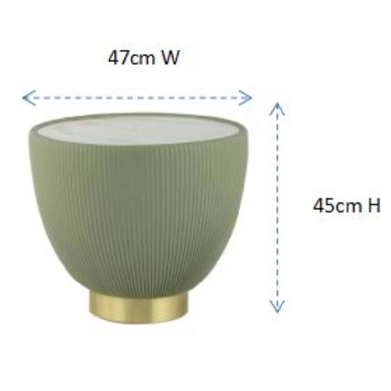 Masuta laterala Vegas, metal, MDF, ceramica, verde/alb, D.47 cm, 87132