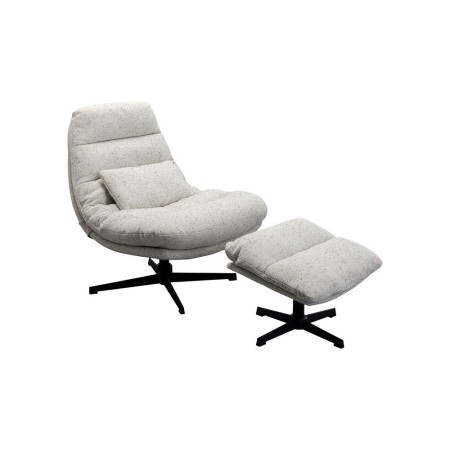 Fotoliu rotativ cu taburet Columbia, metal, poliester, gri, H.92 cm, 87723