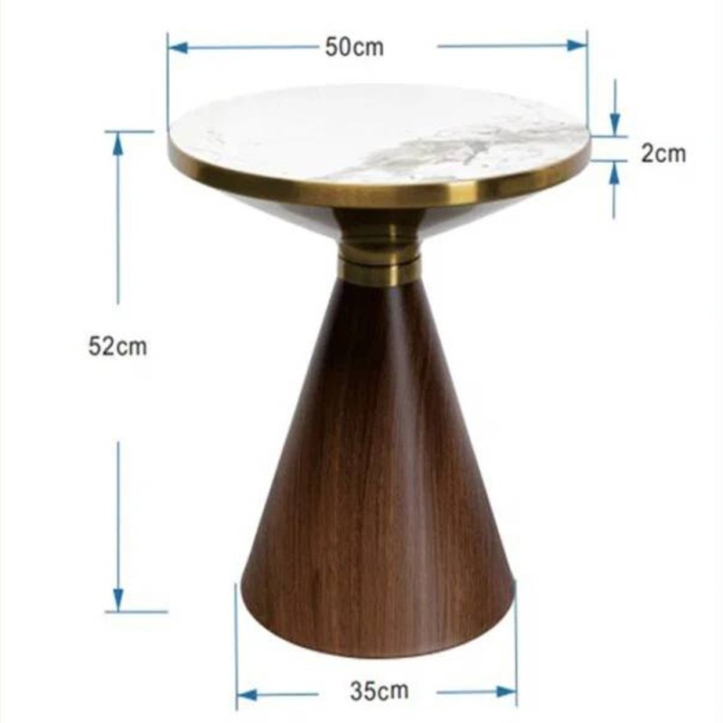 Masuta laterala Cono, metal, ceramica, maro/auriu, D.50 cm, 87808