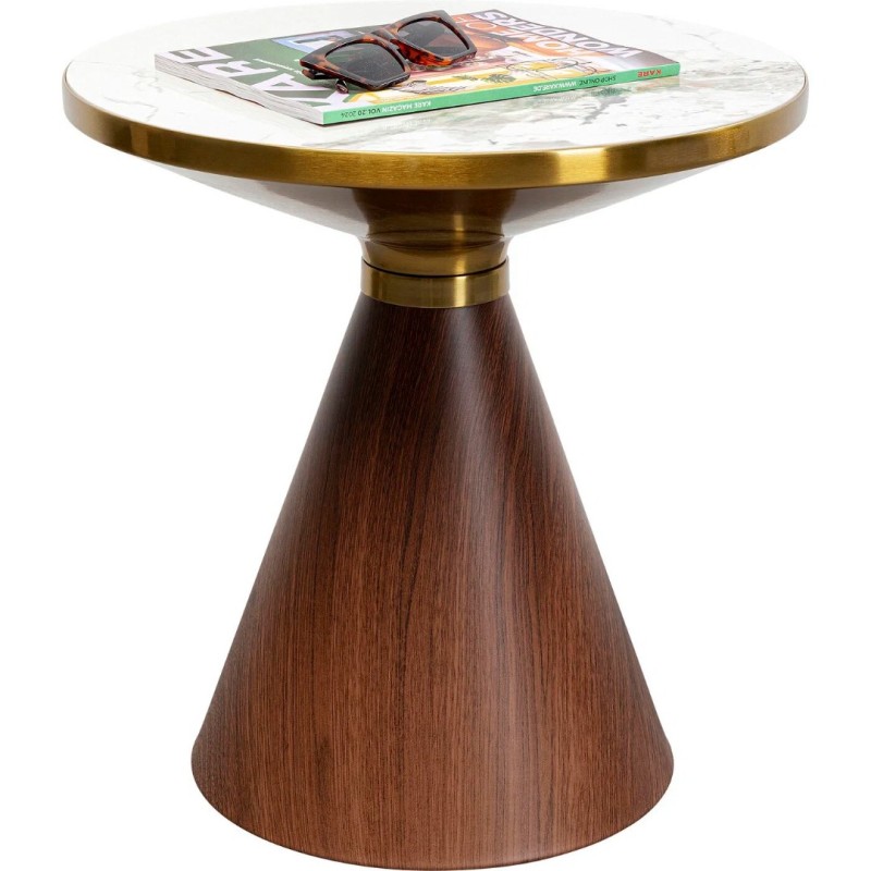 Masuta laterala Cono, metal, ceramica, maro/auriu, D.50 cm, 87808