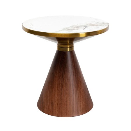 Masuta laterala Cono, metal, ceramica, maro/auriu, D.50 cm, 87808