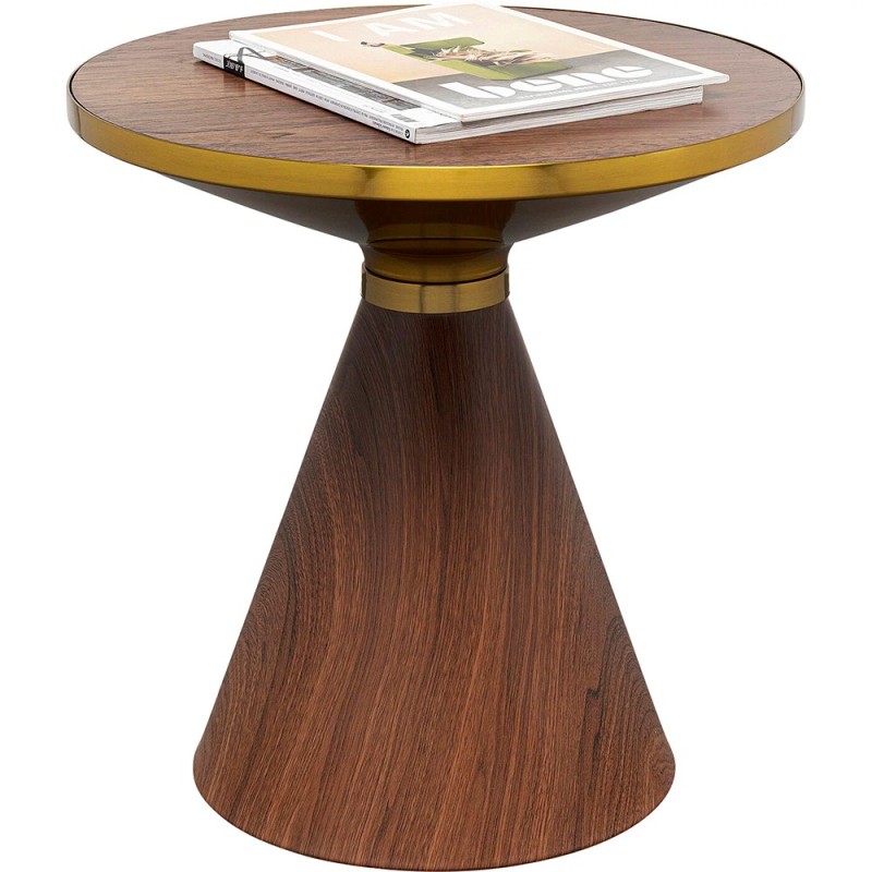 Masuta de cafea Cono, metal, MDF, maro/auriu, D.50 cm, 87811