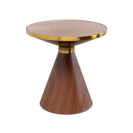 Masuta de cafea Cono, metal, MDF, maro/auriu, D.50 cm, 87811