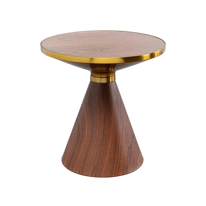 Masuta de cafea Cono, metal, MDF, maro/auriu, D.50 cm, 87811