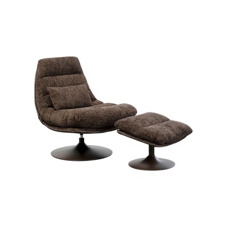 Fotoliu rotativ cu taburet Montreal, metal, poliester, maro, H.92 cm, 87933