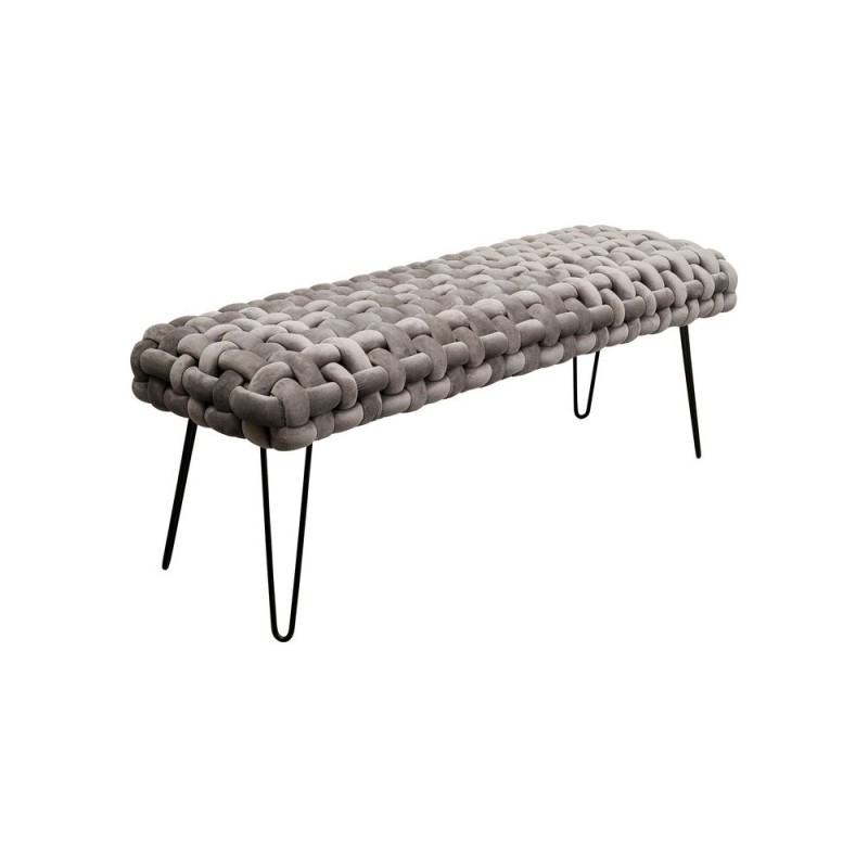 Bancheta Weave, metal, poliester, gri, L.128 cm, 87995