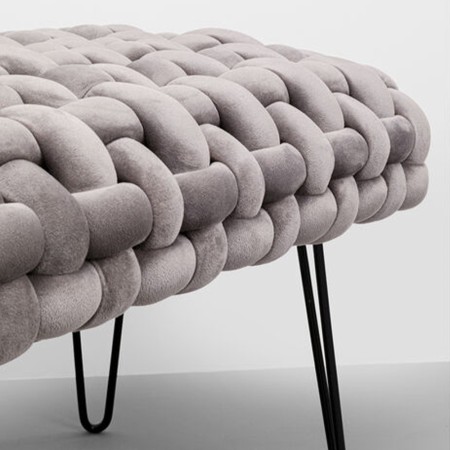 Bancheta Weave, metal, poliester, gri, L.128 cm, 87995