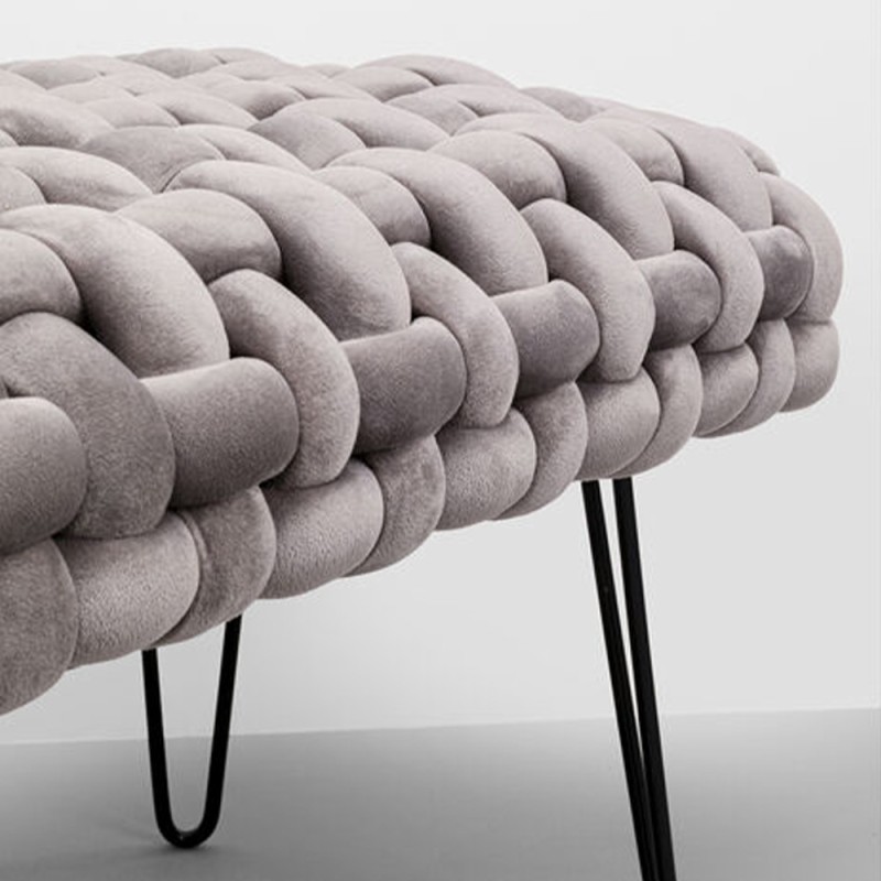 Bancheta Weave, metal, poliester, gri, L.128 cm, 87995
