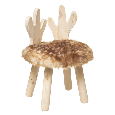 Taburet pentru copii Deer, blana artificială, bej, D.27 cm, 174276