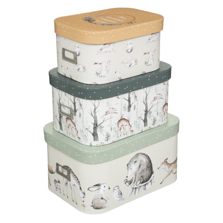 Set 3 cutii de depozitare pentru copii Forest, multicolor, L.28/32/37 cm, 174282