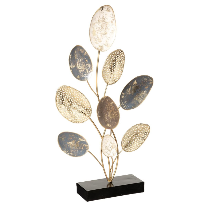 Obiect decorativ Frunze, metal, argintiu, auriu, H.53 cm, 173495