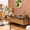 Comoda TV Aldea, metal, MDF, sticla, L.160 cm, 206033