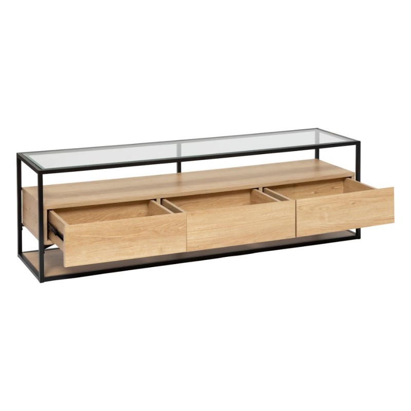 Comoda TV Aldea, metal, MDF, sticla, L.160 cm, 206033